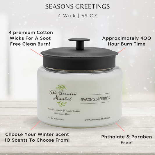 4 Wick Winter Collection Soy Wax Candle – Seasons Greetings - The Scented Market Candles