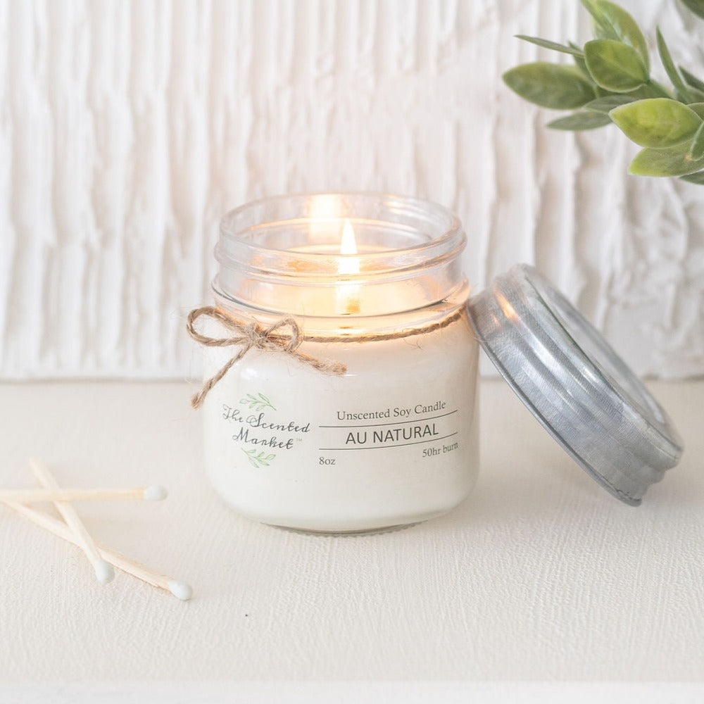 AU NATURAL / SCENT FREE Soy Wax Candle 8 oz - The Scented Market Candles