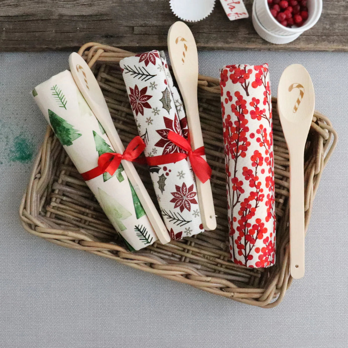 Berry Tea Towel and Wooden Spoon - The Scented Market