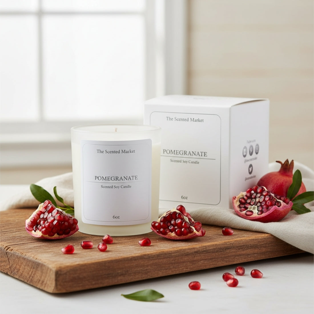 Crisp POMEGRANATE Soy Wax Candle - The Scented Market Candles