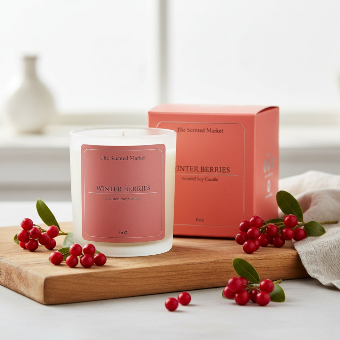 Crisp WINTER BERRIES Soy Wax Candle - The Scented Market Candles