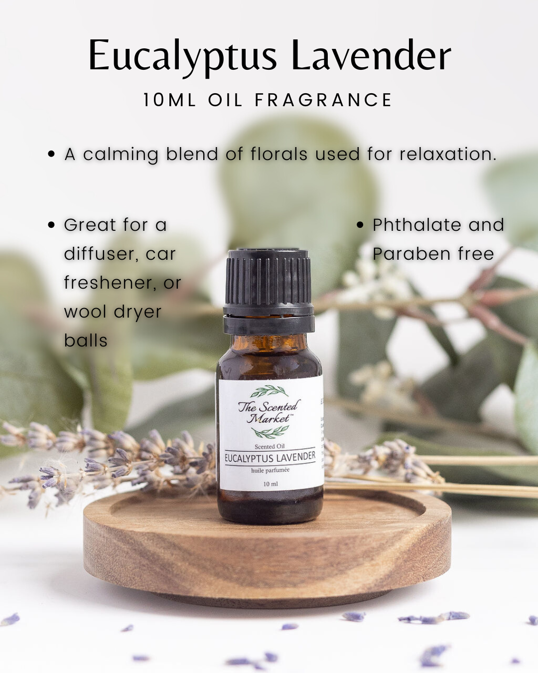 EUCALYPTUS LAVENDER Oil Fragrance – Long-Lasting, Scented Oils for Home and Personal Use - The Scented Market Fragrance Oil