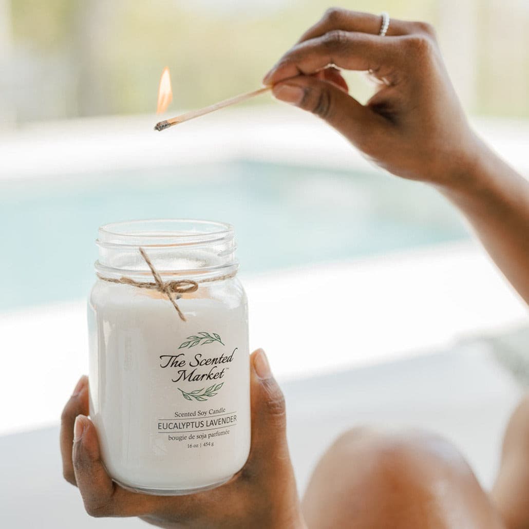 EUCALYPTUS LAVENDER Soy Wax Candle 16 oz - The Scented Market Candles