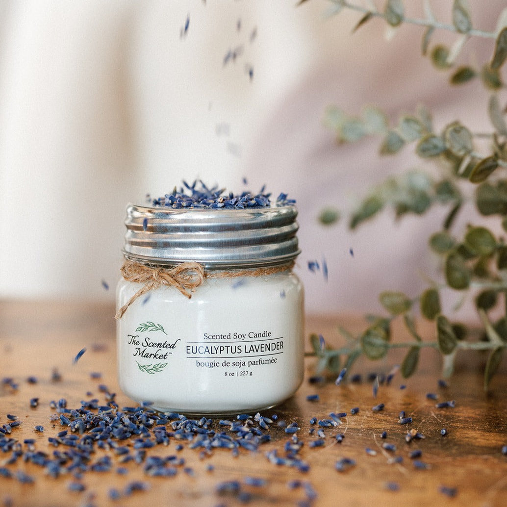 EUCALYPTUS LAVENDER Soy Wax Candle 8 oz - The Scented Market Candles