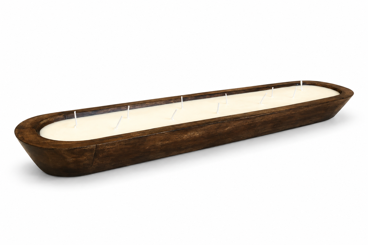 ORANGE CINNAMON CLOVE Extra Long Dough Bowl Soy Candle | Scented Wooden Bowl Candle