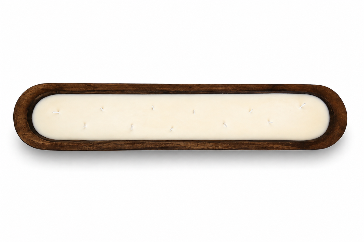 ORANGE CINNAMON CLOVE Extra Long Dough Bowl Soy Candle | Scented Wooden Bowl Candle