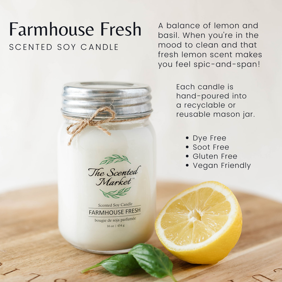 FARMHOUSE FRESH Soy Wax Candle 16 oz - The Scented Market Candles