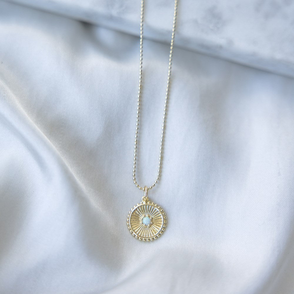 Necklace - Gold Circle Opalite