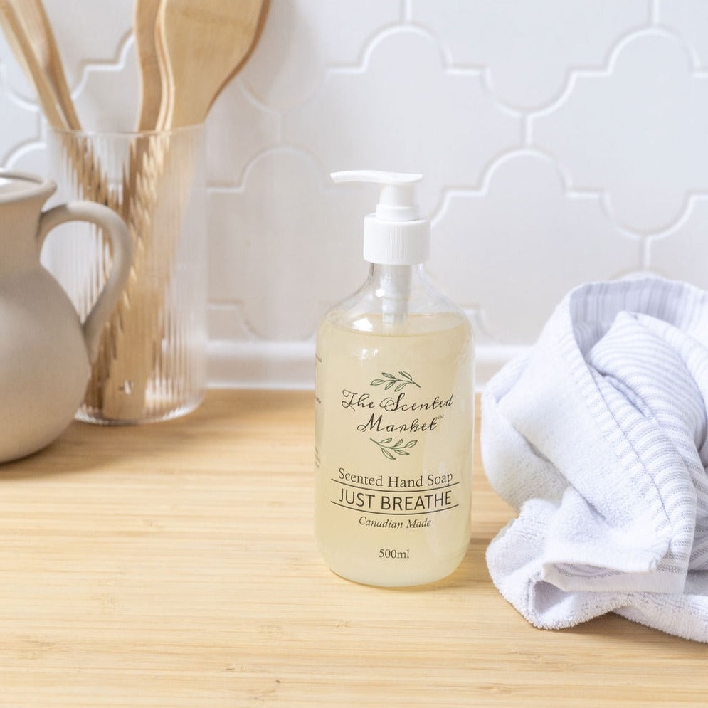 Just Breathe Scented Hand Soap – Refreshing, Moisturizing, and Invigorating - The Scented Market Liquid Hand Soap