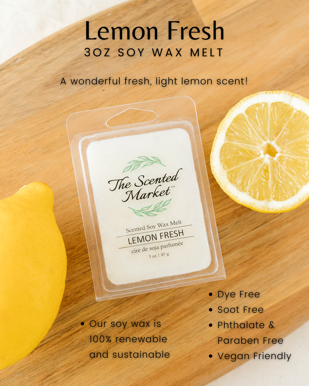 LEMON FRESH Soy Wax Melt - The Scented Market Wax Tarts
