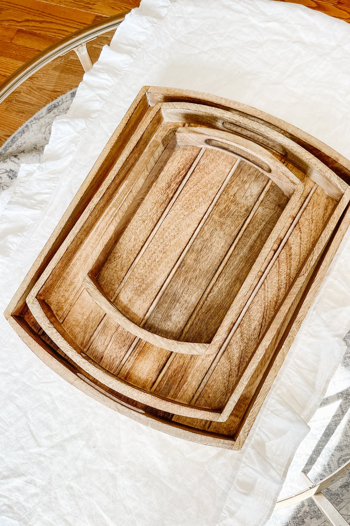 Large Rectangle Wooden Tray with Handles - The Scented Market
