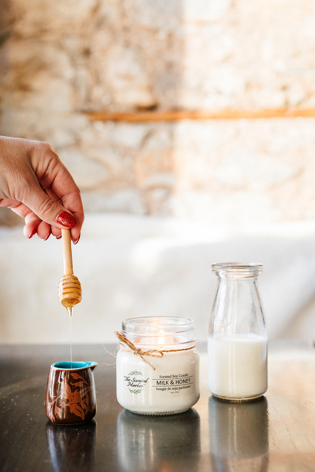 MILK & HONEY Soy Wax Candle 8 oz - The Scented Market Candles