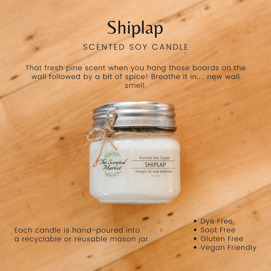 SHIPLAP Soy Wax Candle 8 oz - The Scented Market Candles