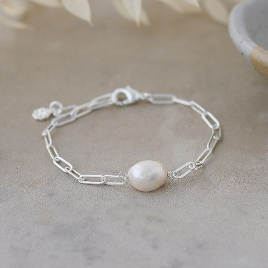 Single Pearl Silver Bracelet - The Scented Market Bracelets