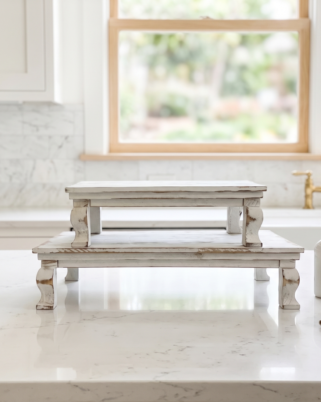 Whitewashed Wood Riser - Medium