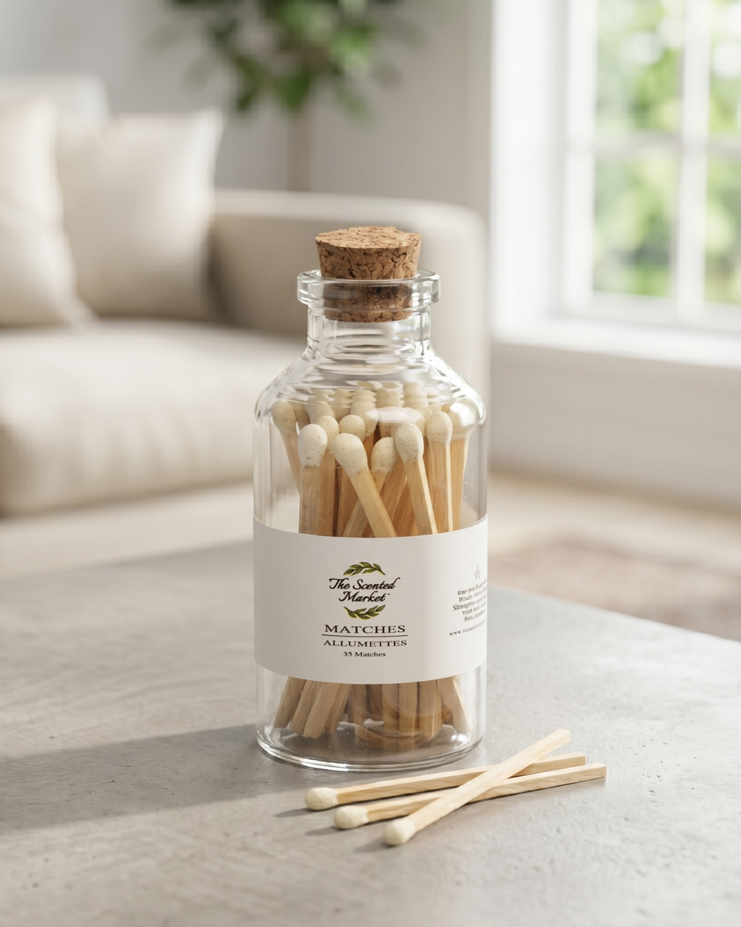 Small Candle Matches with Striker | 35 Wooden Matchsticks | Decorative Candle Accessory