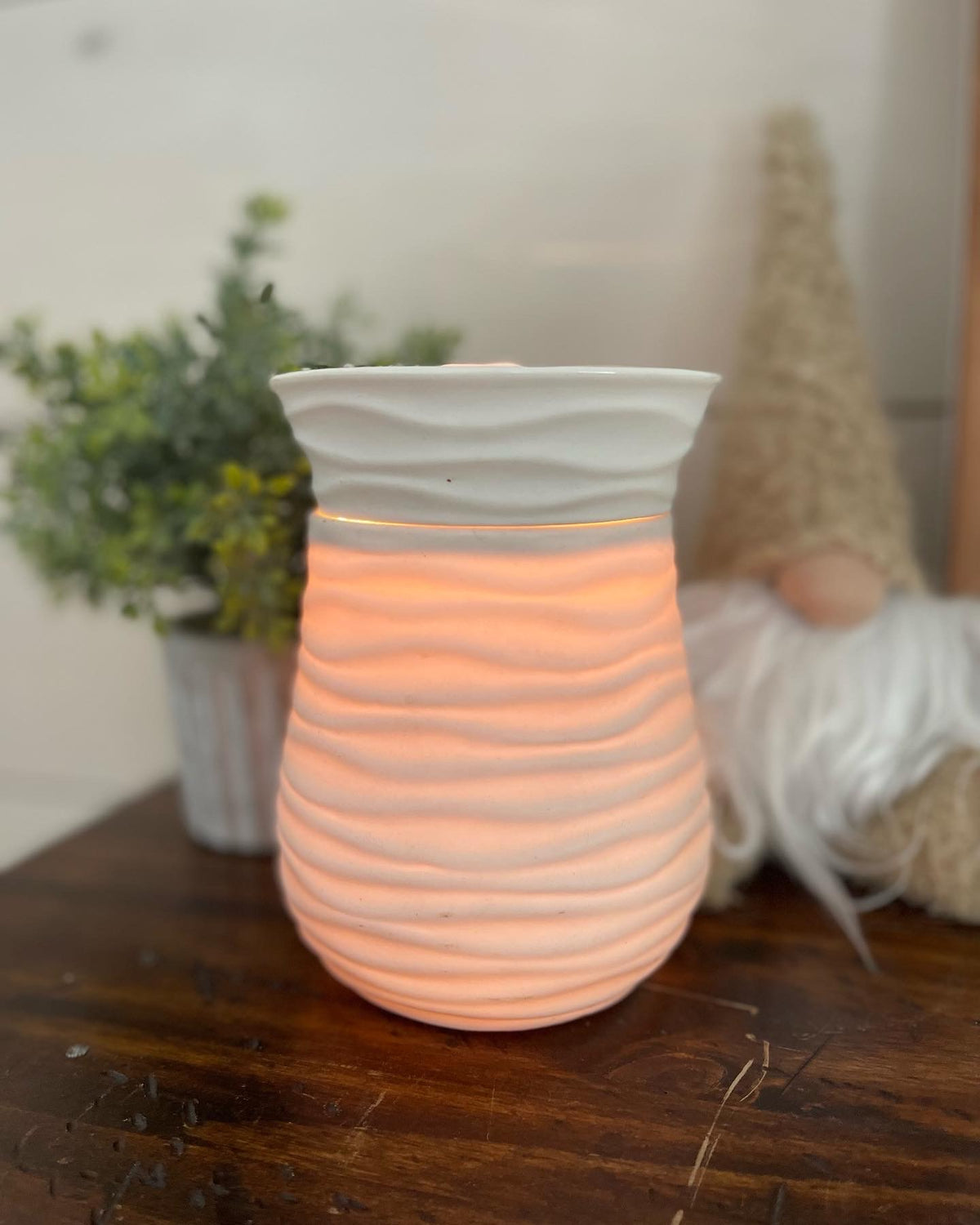 Wax Melter / Warmer Large - Matte White Swirl - The Scented Market Home Fragrance Accessories