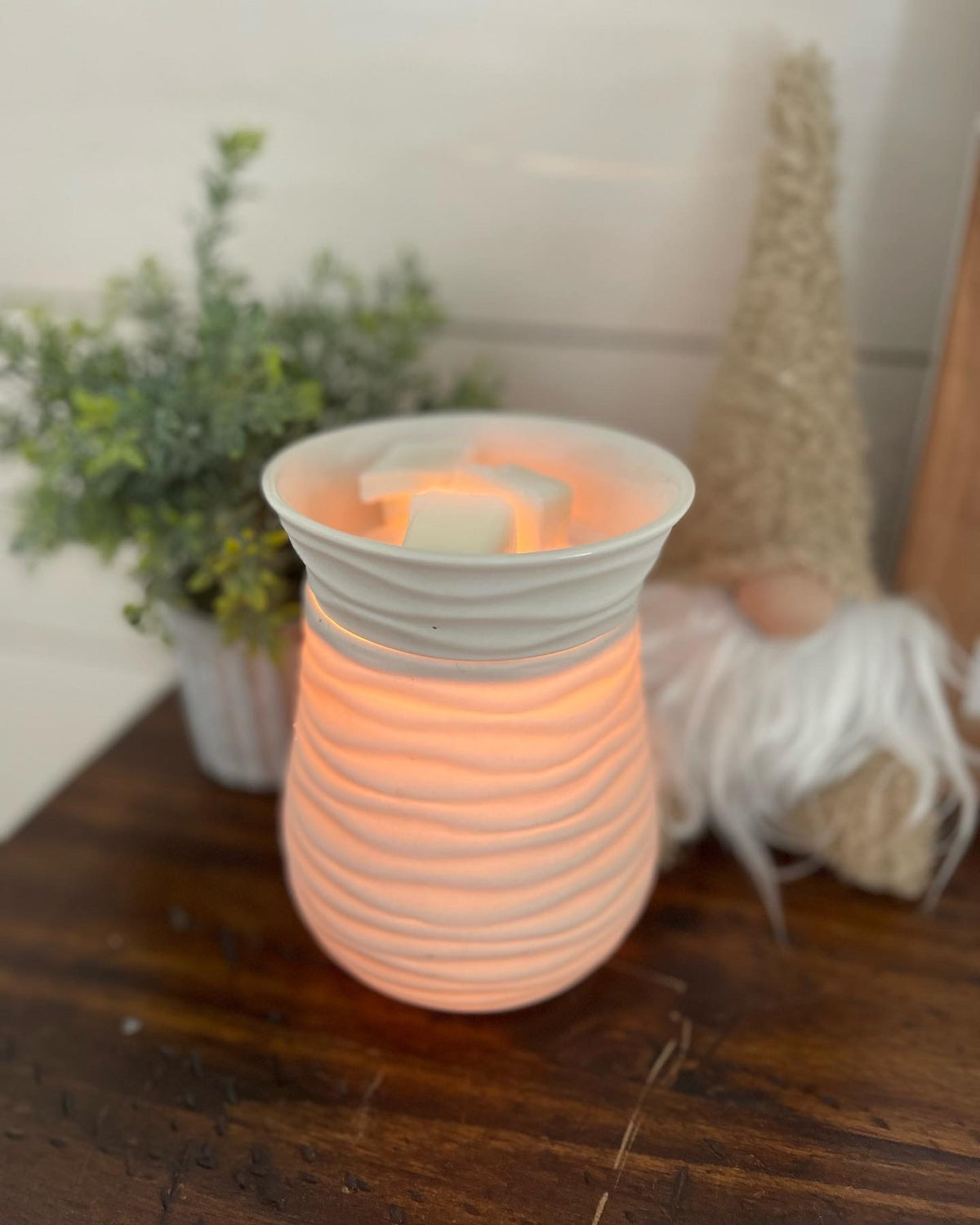 Wax Melter / Warmer Large - Matte White Swirl - The Scented Market Home Fragrance Accessories