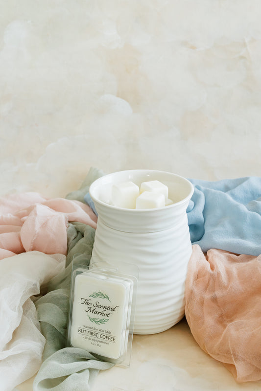 Wax Melter / Warmer Large - Matte White Swirl - The Scented Market Home Fragrance Accessories