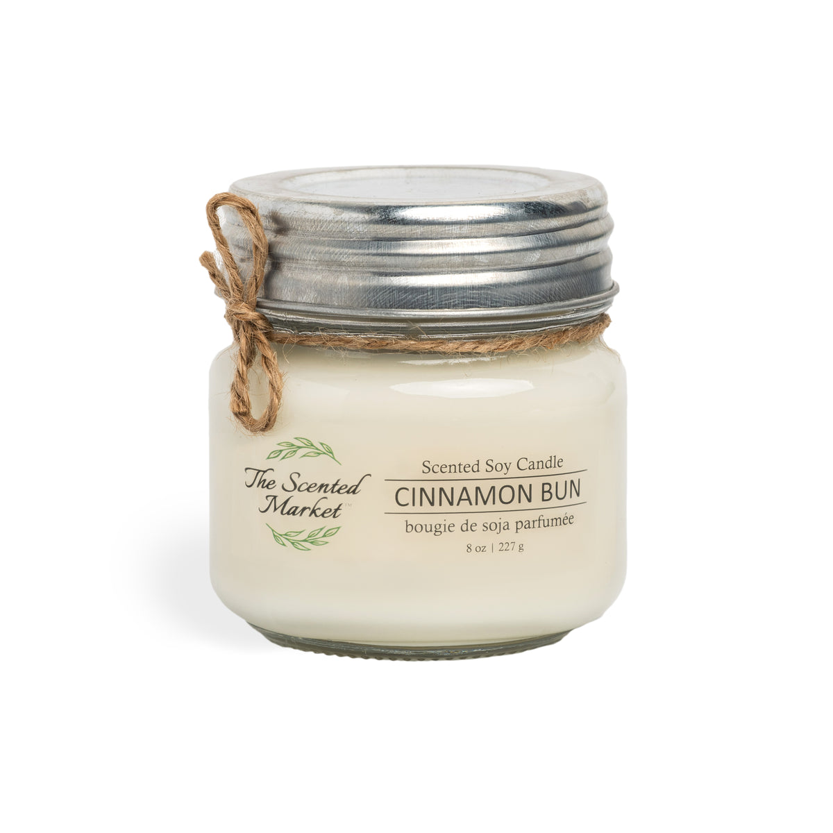 CINNAMON BUN Soy Wax Candle 8 oz - The Scented Market Candles