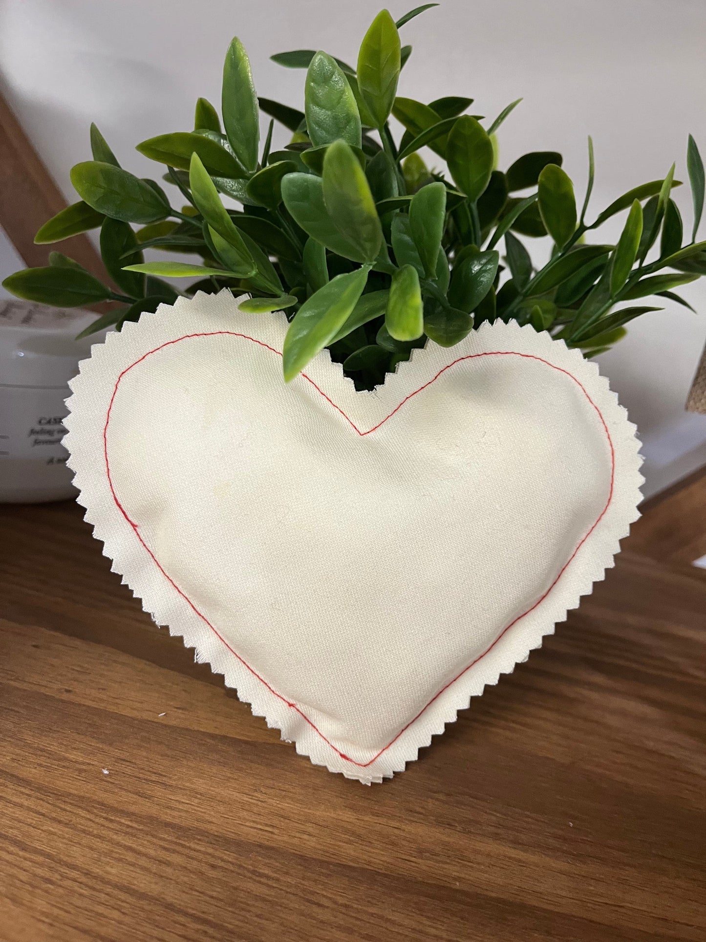 Handmade Cream Fabric Heart Pillow – Stuffed Decorative Accent Piece - The Scented Market Seasonal & Holiday Decorations