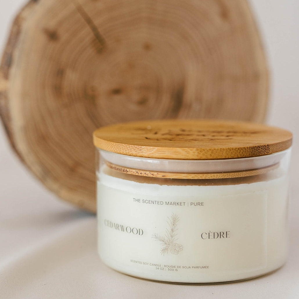 Pure CEDARWOOD Soy Wax Candle 14 oz - The Scented Market Candles