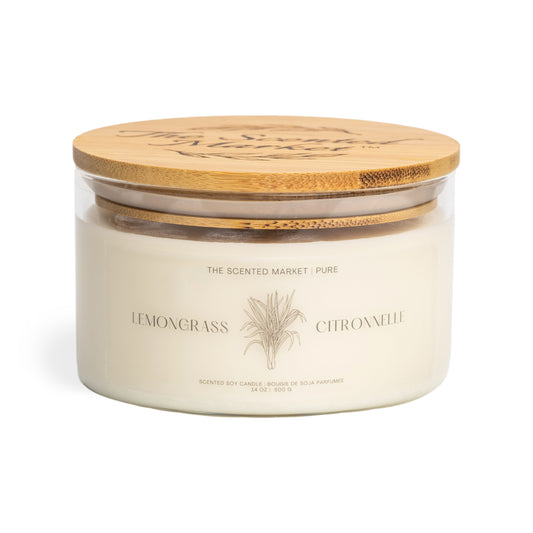 Pure LEMONGRASS Soy Wax Candle 14 oz - The Scented Market Candles
