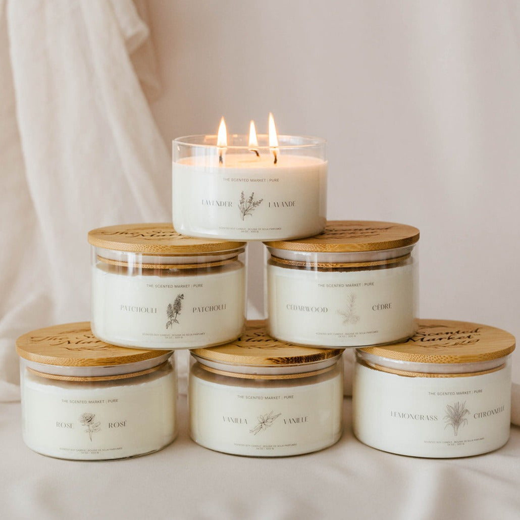 Pure LEMONGRASS Soy Wax Candle 14 oz - The Scented Market Candles