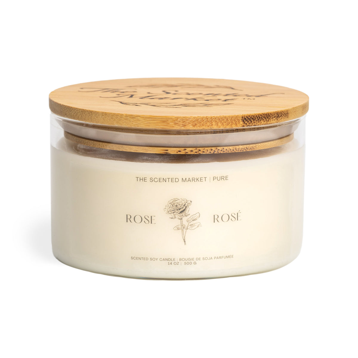 Pure ROSE Soy Wax Candle 14 oz - The Scented Market Candles