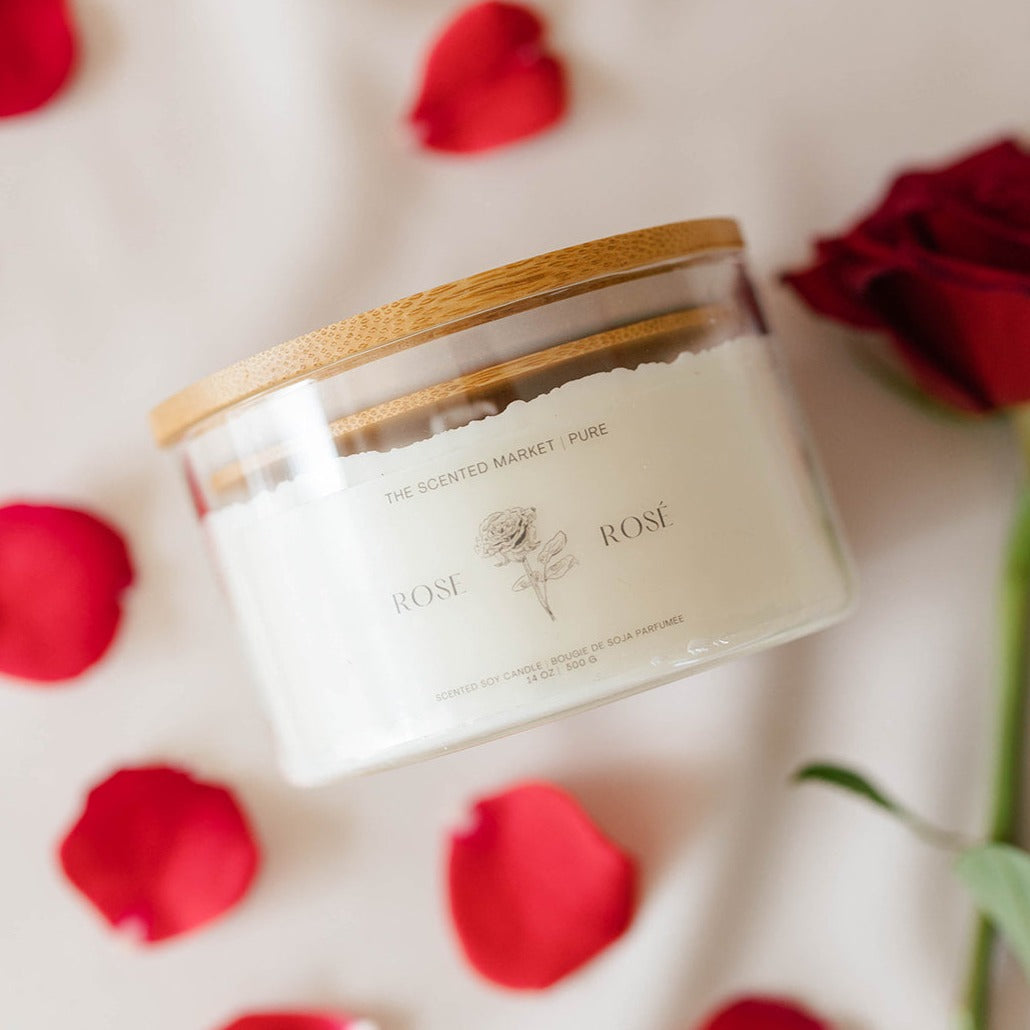 Pure ROSE Soy Wax Candle 14 oz - The Scented Market Candles