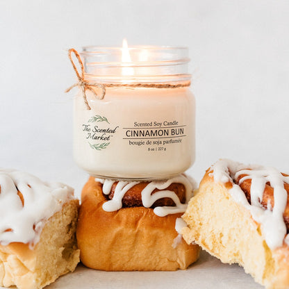 CINNAMON BUN Soy Wax Candle 8 oz - The Scented Market  Candles   
