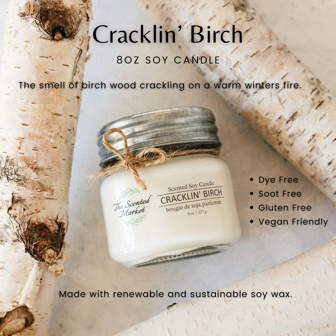 CRACKLIN' BIRCH Soy Wax Candle 8 oz - The Scented Market  Candles   