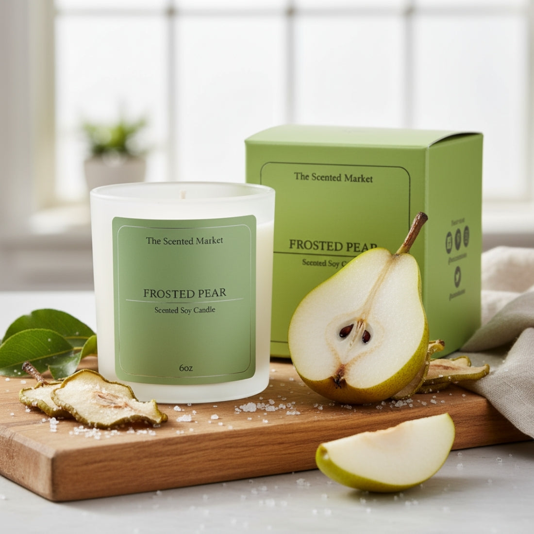 Crisp FROSTED PEAR Soy Wax Candle - The Scented Market  Candles   