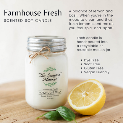 FARMHOUSE FRESH Soy Wax Candle 16 oz - The Scented Market  Candles   