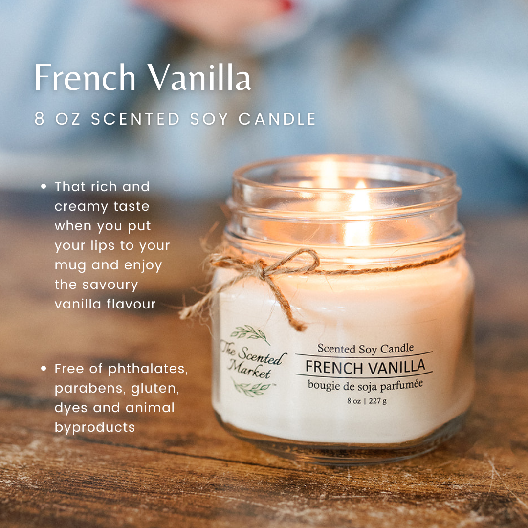 FRENCH VANILLA Soy Wax Candle 8 oz - The Scented Market  Candles   