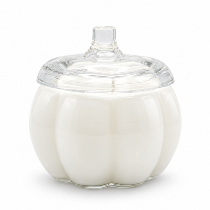 CLEAR Glass Pumpkin 2 Wick Soy Candle | Pumpkin Spice Cake