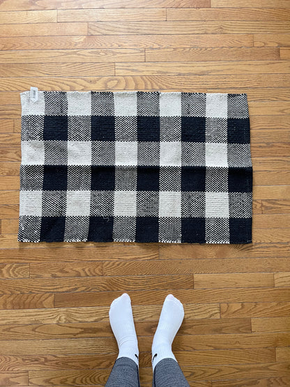 Gingerbread House Husk Mat with Buffalo Plaid Doormat Underlay - The Scented Market     