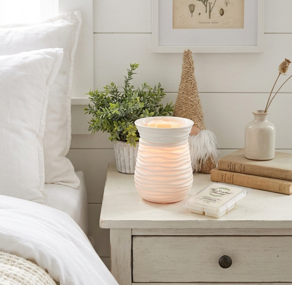 Wax Melter /  Warmer Large - Matte White Swirl