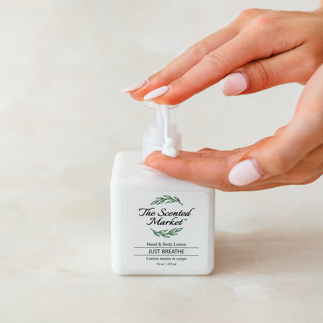 Just Breathe Hand and Body Lotion – Refreshing and Hydrating - The Scented Market  Lotion & Moisturizer   