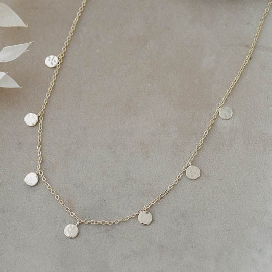 Necklace - Gold Hammered Circles - The Scented Market 
