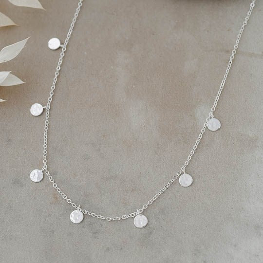 Necklace - Silver Hammered Circles - The Scented Market 