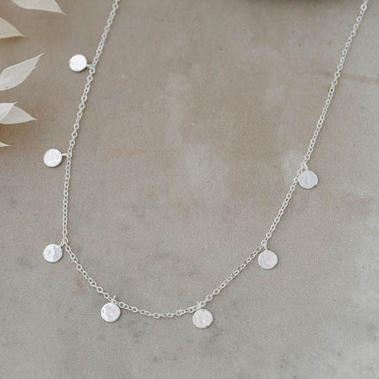 Necklace - Silver Hammered Circles - The Scented Market 