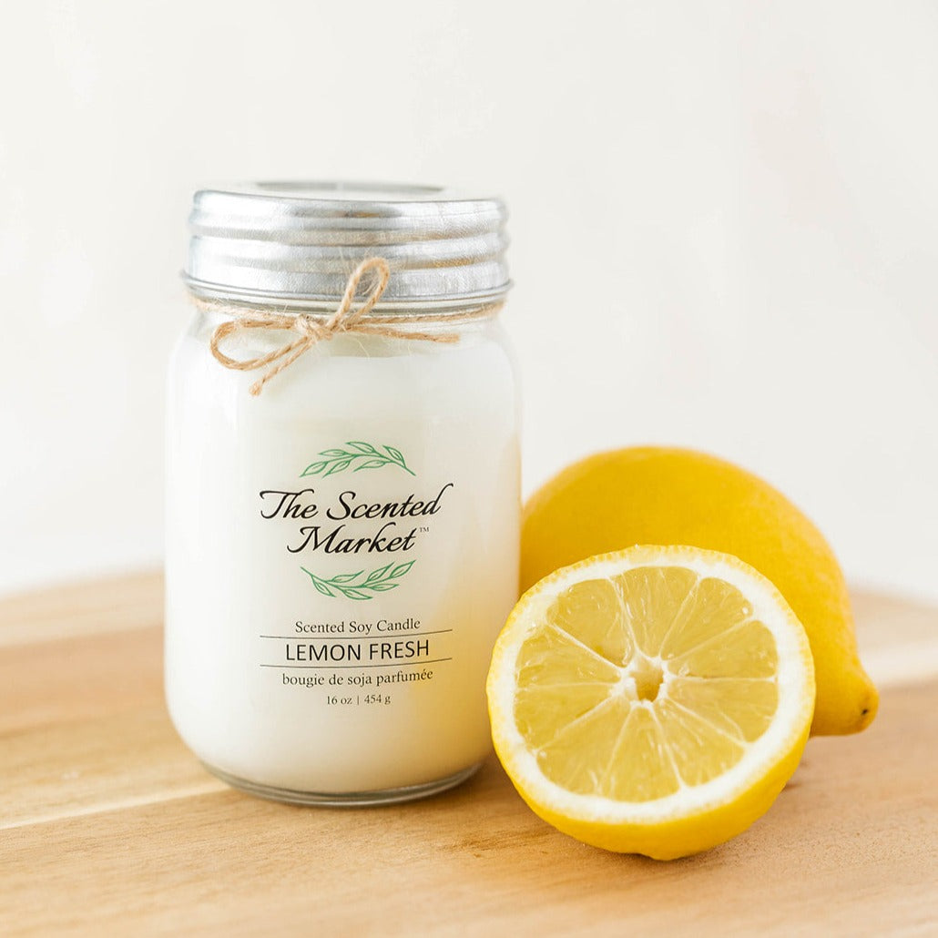 LEMON FRESH Soy Wax Candle 16 oz - The Scented Market  Candles   