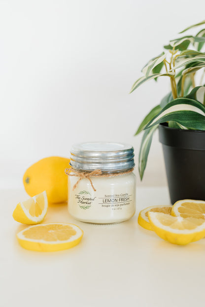 LEMON FRESH Soy Wax Candle 8 oz - The Scented Market  Candles   