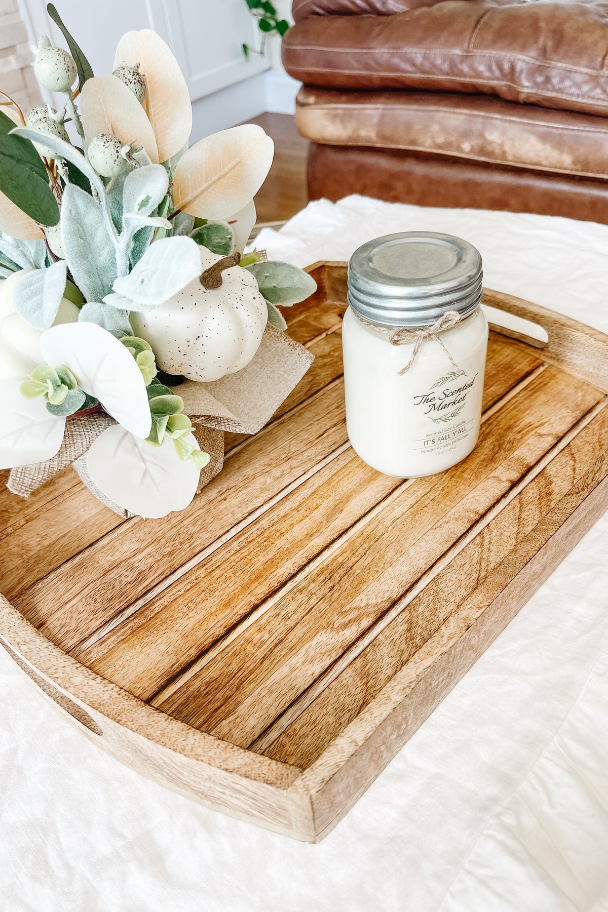 Large Rectangle Wooden Tray with Handles - The Scented Market     