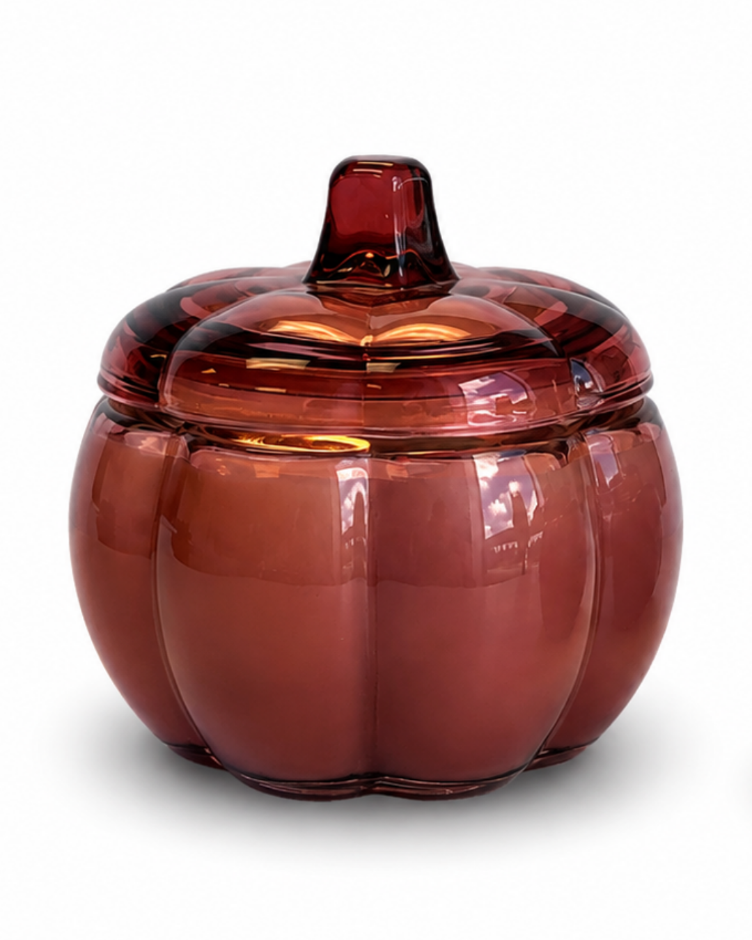 WINE Large Glass Pumpkin 2 Wick Soy Wax Candle | PUMPKIN SPICE CAKE
