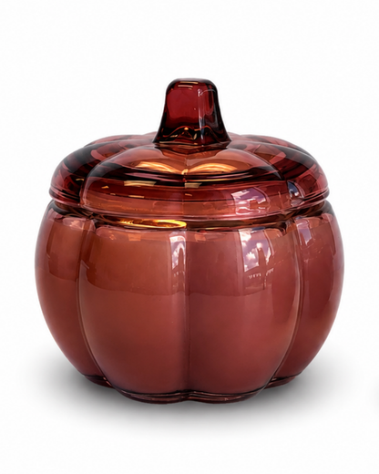 WINE Large Glass Pumpkin 2 Wick Soy Wax Candle | PUMPKIN SPICE CAKE