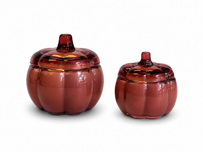 WINE Large Glass Pumpkin 2 Wick Soy Wax Candle | PUMPKIN SPICE CAKE