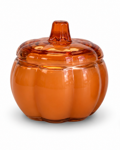 ORANGE Large Glass Pumpkin 2 Wick Soy Wax Candle | PUMPKIN SPICE CAKE