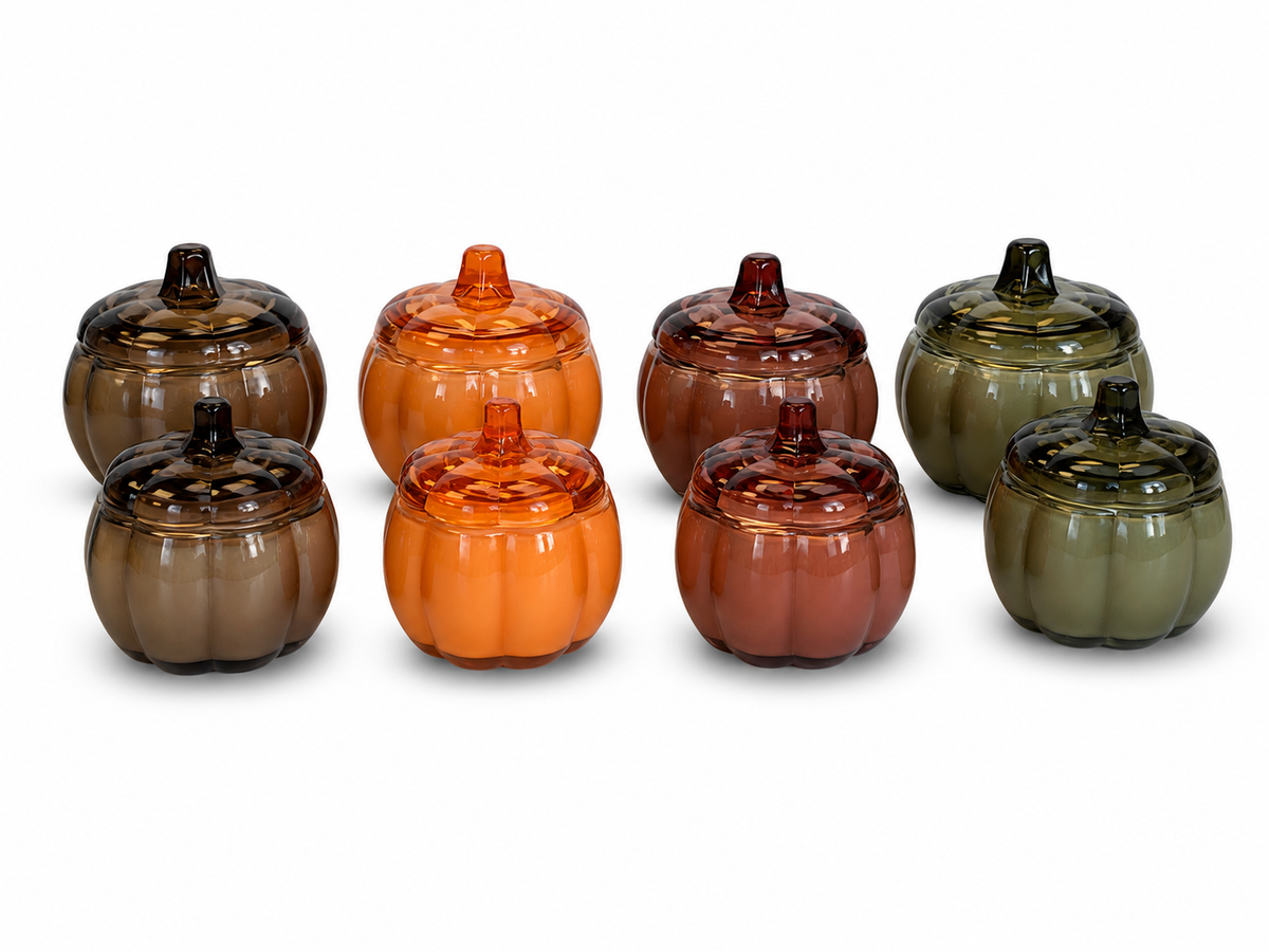 BROWN Large Glass Pumpkin 2 Wick Soy Wax Candle | PUMPKIN SPICE CAKE